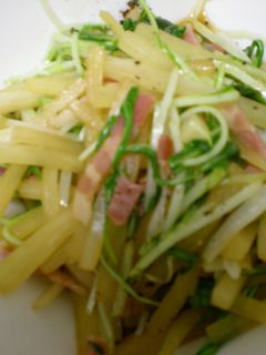 水菜、大根、ベーコンのポン酢いため-レシピのメイン写真