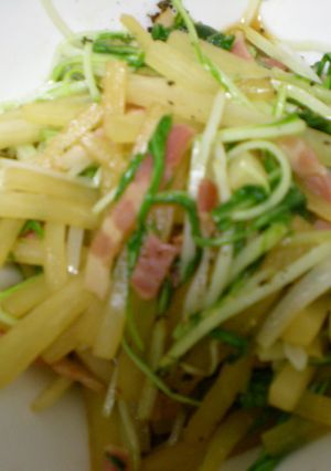 水菜、大根、ベーコンのポン酢いため-レシピのメイン写真