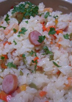 土鍋で炊き込み☆ウィンナーご飯☆-レシピのメイン写真