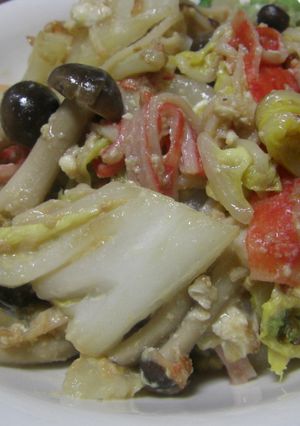 白菜炒めのポン玉とじ-レシピのメイン写真