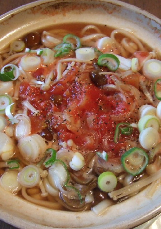 簡単！和風トマトきのこ鍋焼きうどん-レシピのメイン写真