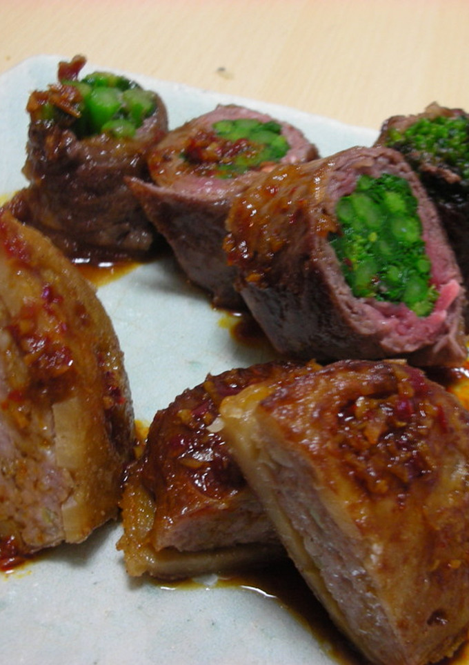鮮やか★菜の花の牛肉巻き揚げ（写真奥）-レシピのメイン写真