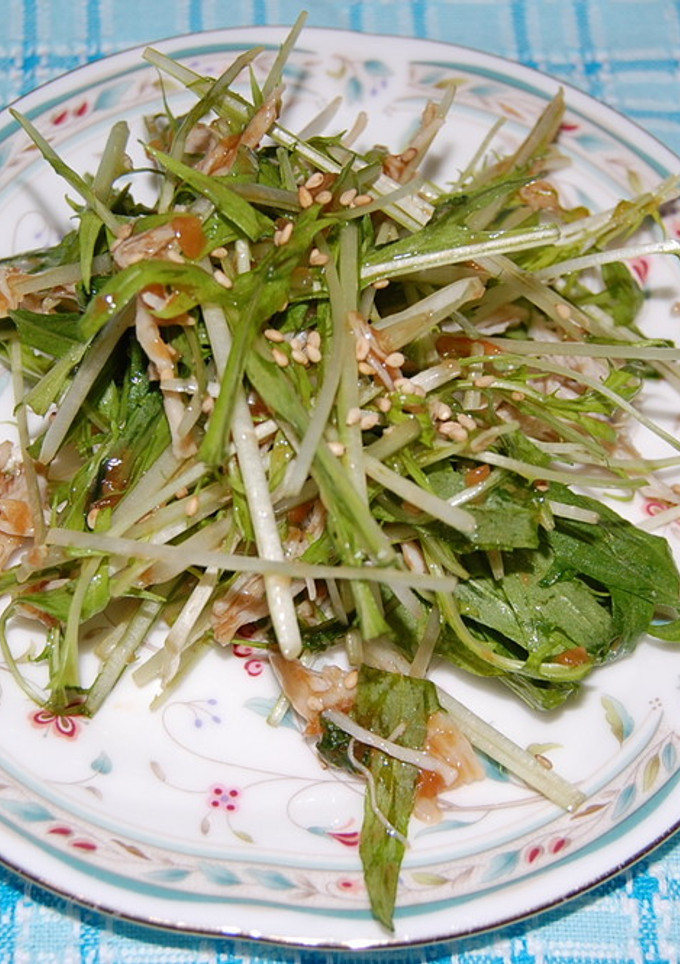 水菜とささみの梅ソースあえ-レシピのメイン写真