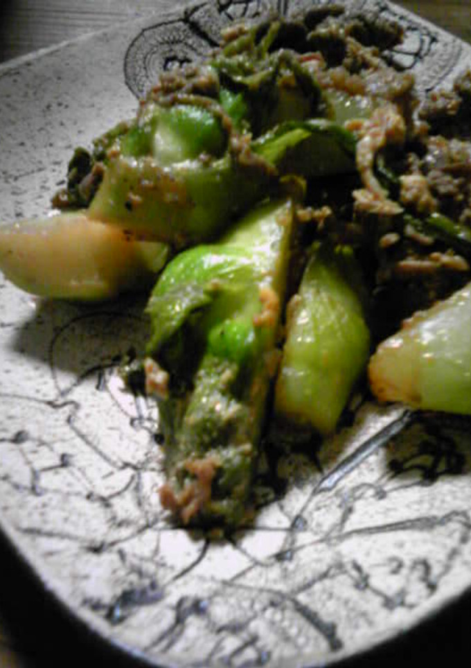 蕾菜と牛肉のたまご炒め-レシピのメイン写真