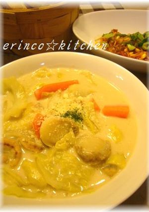 春キャベツと帆立の和風クリームシチュー♪-レシピのメイン写真