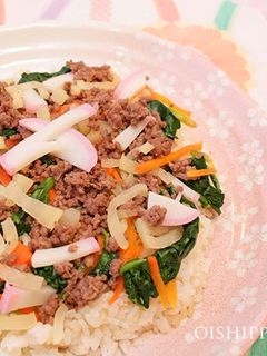ひな祭りにレンチンひき肉ちらし寿司-レシピのメイン写真