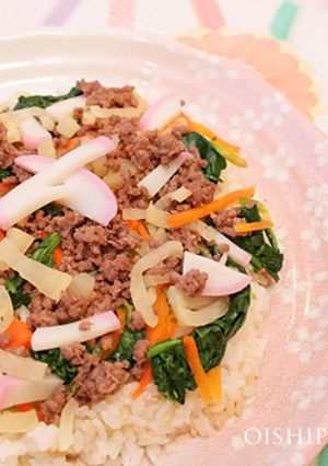 ひな祭りにレンチンひき肉ちらし寿司-レシピのメイン写真