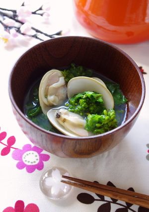ひな祭りの定番♪菜の花とはまぐりの潮汁-レシピのメイン写真