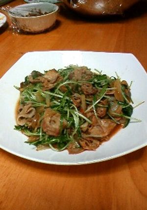 楽々副菜☆豚肉と水菜のあっさり炒め-レシピのメイン写真