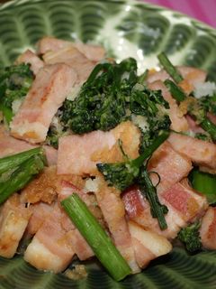 ブロッコリーステッィク&ハムステーキ炒め-レシピのメイン写真