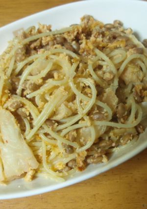 納豆とキムチの美味しいパスタ-レシピのメイン写真