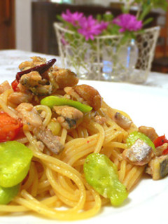 アジとそら豆の♪スプリングパスタ-レシピのメイン写真
