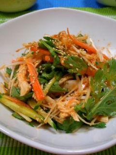 蒸し鶏と野菜のピリ辛酢みそ和え-レシピのメイン写真
