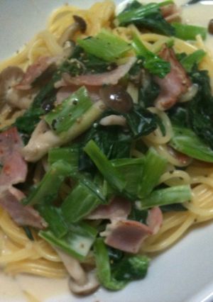 小松菜＊しめじ＊ベーコンの豆乳パスタ-レシピのメイン写真