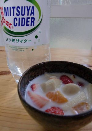三ツ矢サイダーで簡単ミルクフルーツポンチ-レシピのメイン写真