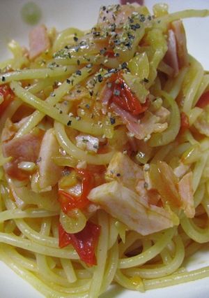 簡単☆ハムとミニトマトのパスタ-レシピのメイン写真