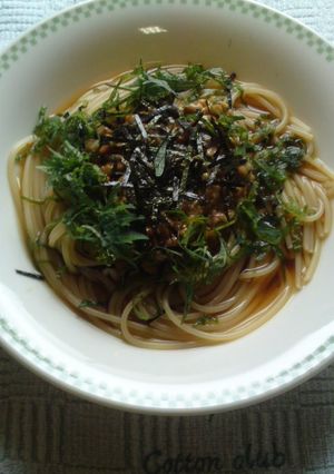 手抜き納豆ｽｰﾌﾟﾊﾟｽﾀ-レシピのメイン写真