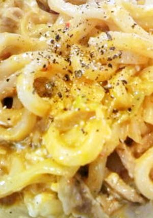 ネギチャーシューカルボ風うどん-レシピのメイン写真