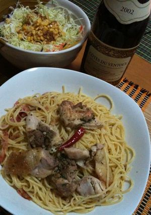 鶏肉のハーブ焼きパスタ-レシピのメイン写真