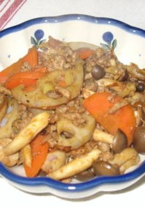 根菜と豚ひき肉のコチュジャン炒め-レシピのメイン写真