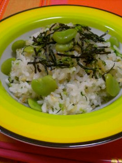 空豆と野沢菜ちりめんの混ぜご飯-レシピのメイン写真
