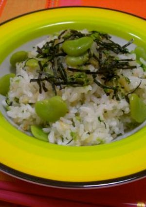 空豆と野沢菜ちりめんの混ぜご飯-レシピのメイン写真