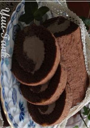 チョコクリーム＆胡桃のココアロールケーキ-レシピのメイン写真