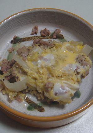 白菜　と　ひき肉　の　卵とじ-レシピのメイン写真