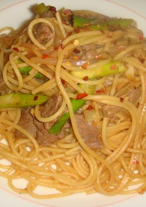 あのたれ１つで簡単牛肉の中華風パスタ♪-レシピのメイン写真