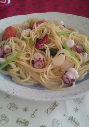 タコと小松菜のペペロンチーノ-レシピのメイン写真