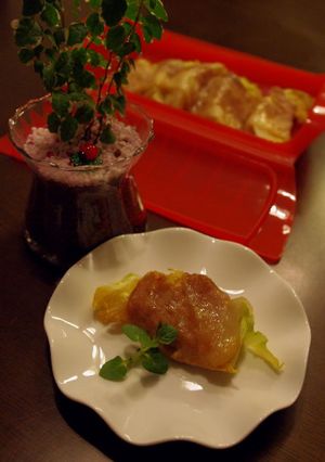 ルクエスチームケースでキャベツの豚肉巻き-レシピのメイン写真