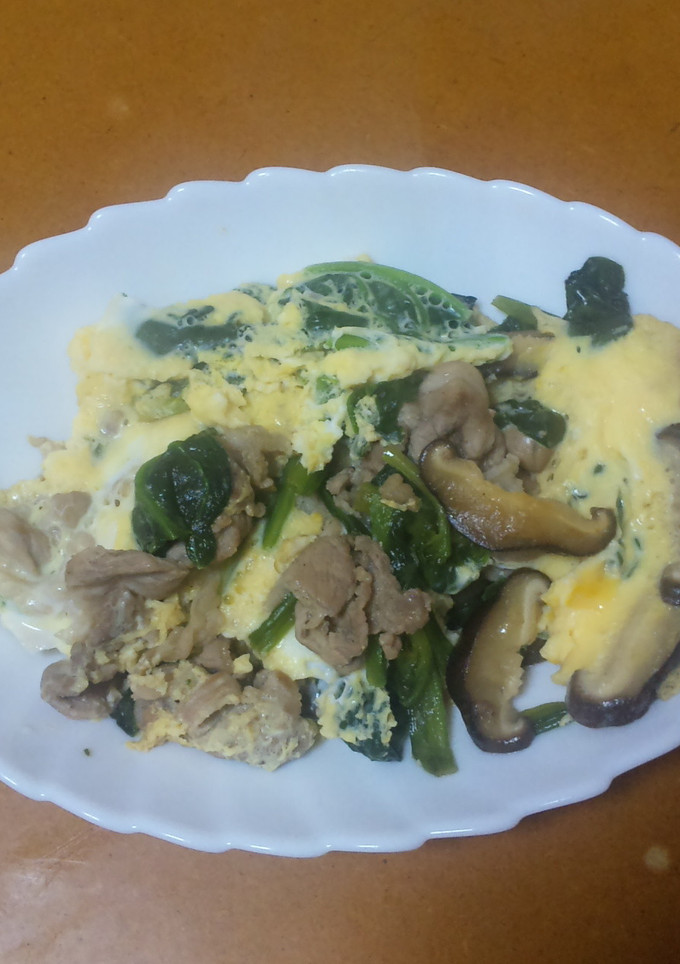 豚こま肉とほうれん草の卵とじ-レシピのメイン写真