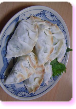 -菜の花の茎✿粉チーズ餃子焼き--レシピのメイン写真