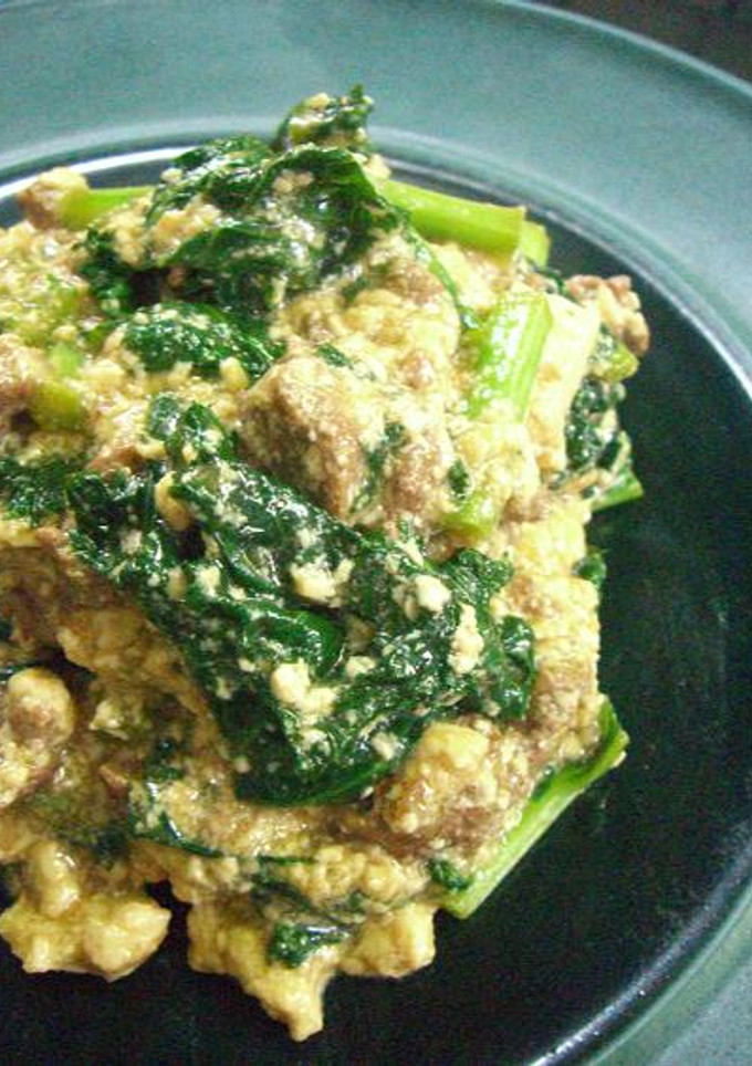 時間要らずの　五月菜と豆腐の炒り煮-レシピのメイン写真
