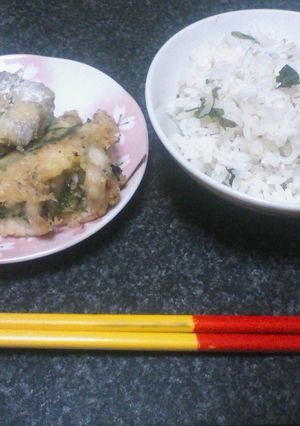 太刀魚の大葉巻き天ぷら＆シソしらすご飯♪-レシピのメイン写真