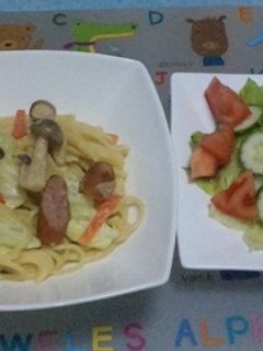 ★キャベツとしめじのクリームチーズパスタ-レシピのメイン写真