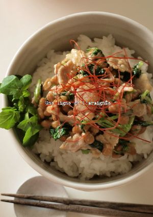 クレソンと豚バラのネバネバ納豆丼。-レシピのメイン写真