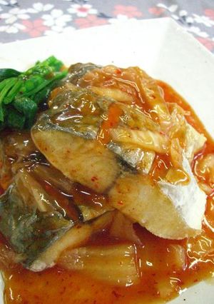 揚げた鰆のキムチあんかけ つぼみ菜添え-レシピのメイン写真