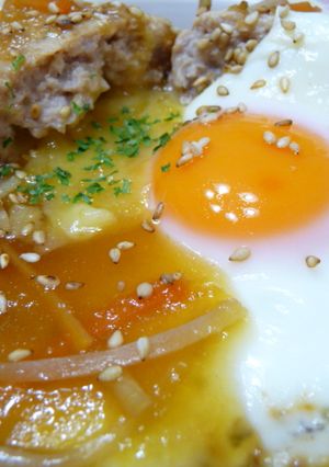 トンカツ用150gの豚で和風ロコモコ♪-レシピのメイン写真