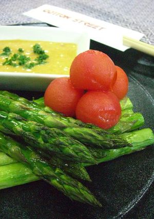 アスパラのオーブン焼き　アンチョビソース-レシピのメイン写真