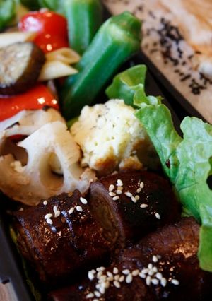 牛薄切り肉でお弁当の主役◎ビーフロール-レシピのメイン写真