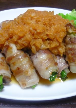 エリンギとわけぎの豚巻き～おろしソースで-レシピのメイン写真