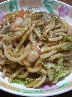 10分でランチ!のりの佃煮で焼きうどん-レシピのメイン写真