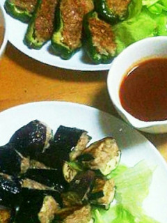 ▲蒸し焼き!なすとピーマンの肉詰め▲-レシピのメイン写真