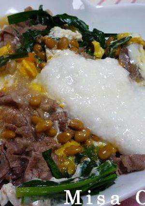 にら玉牛ネバネバ納豆丼-レシピのメイン写真