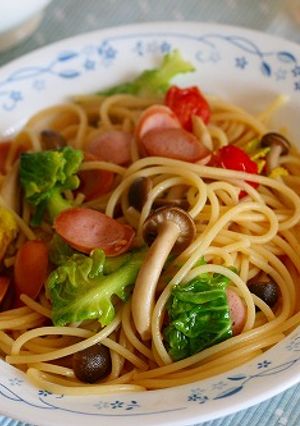 ♡春プチヴェールのパスタペペロンチーノ♡-レシピのメイン写真