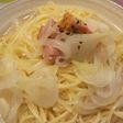 新玉ねぎとベーコンのスープスパゲッティー