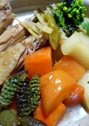 梅酒の鶏肉手羽先と野菜煮物☆春野菜添え-レシピのメイン写真