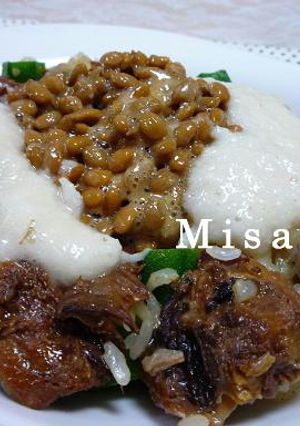 イワシの蒲焼き混ぜネバネバ納豆丼-レシピのメイン写真