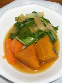 ねぎがメインよ!かぼちゃの煮物-レシピのメイン写真